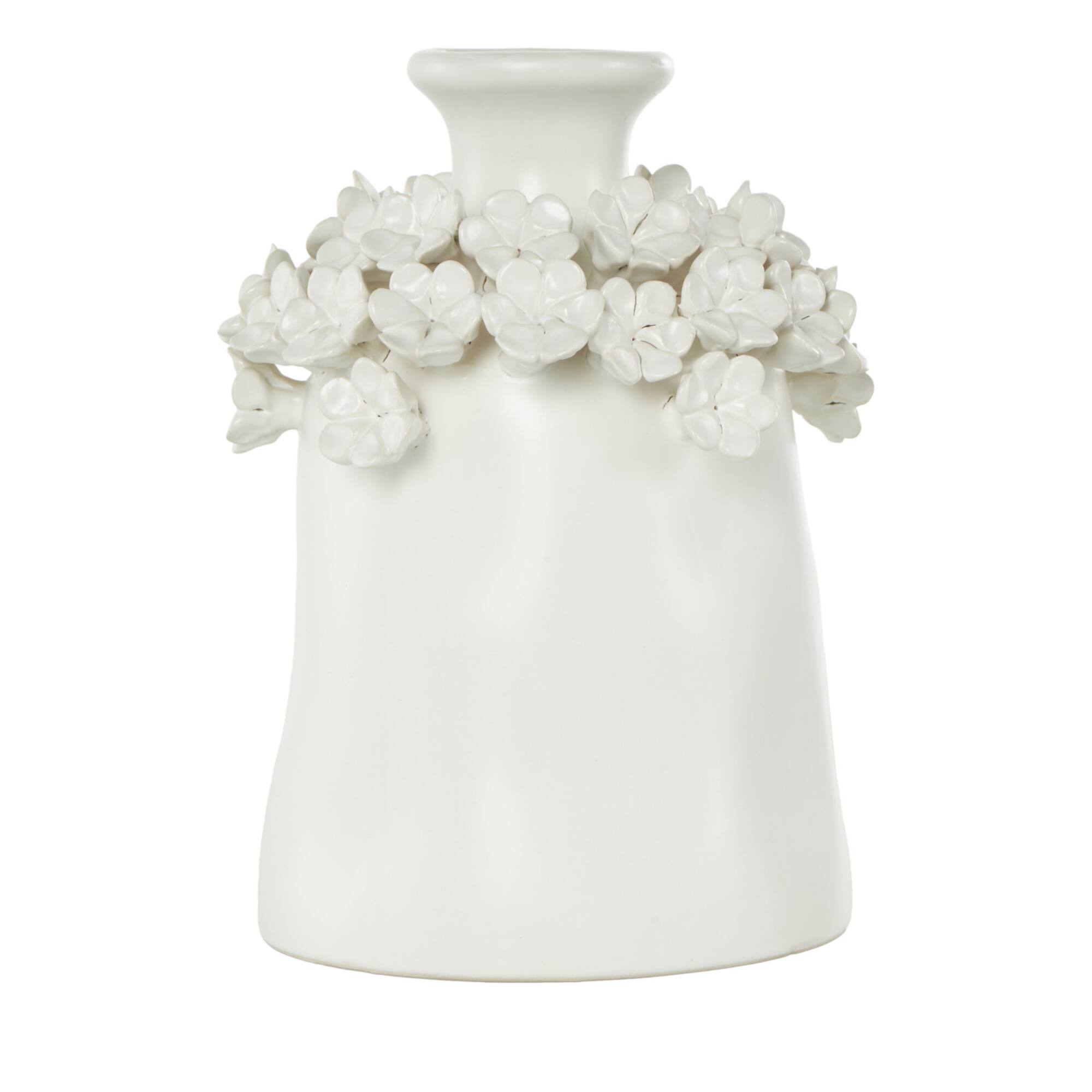 9" White Flower Decorative Ceramic Vase